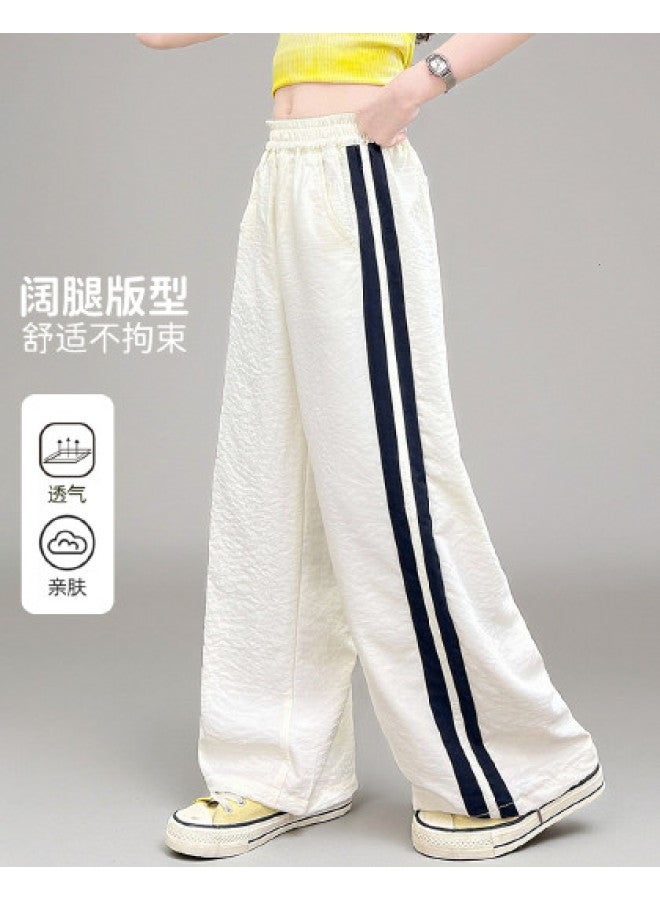 Bumblebee Girls' Summer Pants Thin Casual Trousers 2025 New Collection Large Kids Fashion Wide Leg Pants Loose Sportswear - Image 1