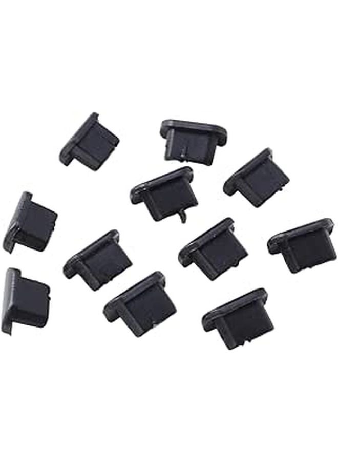 10 Pcs Black Phone Charging Port Dust Plug Protector Sand Sweat Proof Stylish Design - Image 1