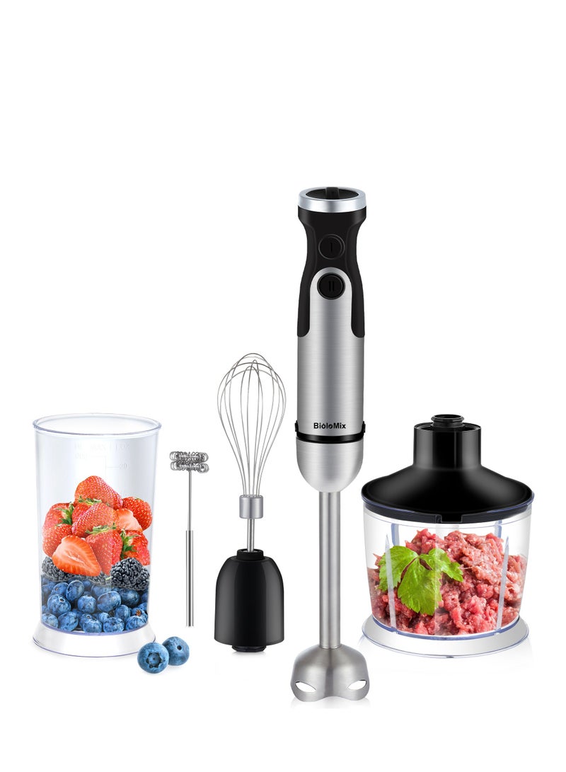 بيولوميكس خلاط يدوي BHB1200 (بقوة 1200 واط، 6 سرعات + توربو، يشمل وعاء قطع الطعام بسعة 500 مل وكوب بسعة 600 مل) بشفرات مصنوعة من الفولاذ المقاوم للصدأ وخالية من مادة BPA. - Image 1