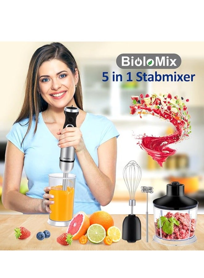 بيولوميكس خلاط يدوي BHB1200 (بقوة 1200 واط، 6 سرعات + توربو، يشمل وعاء قطع الطعام بسعة 500 مل وكوب بسعة 600 مل) بشفرات مصنوعة من الفولاذ المقاوم للصدأ وخالية من مادة BPA. - Image 4