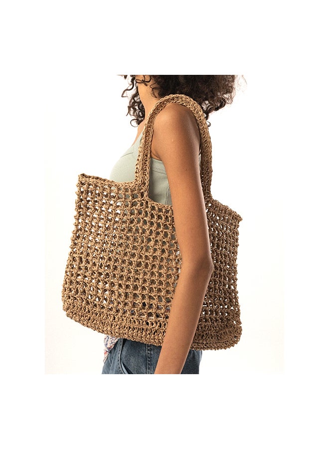 Beige Net Tote Bag