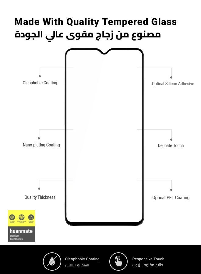 هووانميت واقي شاشة كامل الأسطح من الحافة إلى الحافة لهاتف ريل مي سي 51 - أسود/شفاف - Image 5