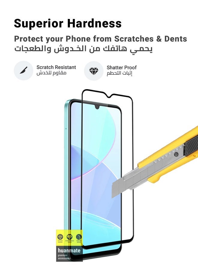 هووانميت واقي شاشة كامل الأسطح من الحافة إلى الحافة لهاتف ريل مي سي 51 - أسود/شفاف - Image 4