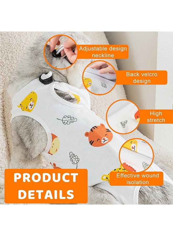 بدلة تعافي للقطط من جروح البطن، قطعة واحدة قابلة للتنفس للقطط بعد العمليات الجراحية، بدلة تعافي جراحي للقطط، بديل مخروطي للعار للقطط مضاد لللعق (L) - Image 3