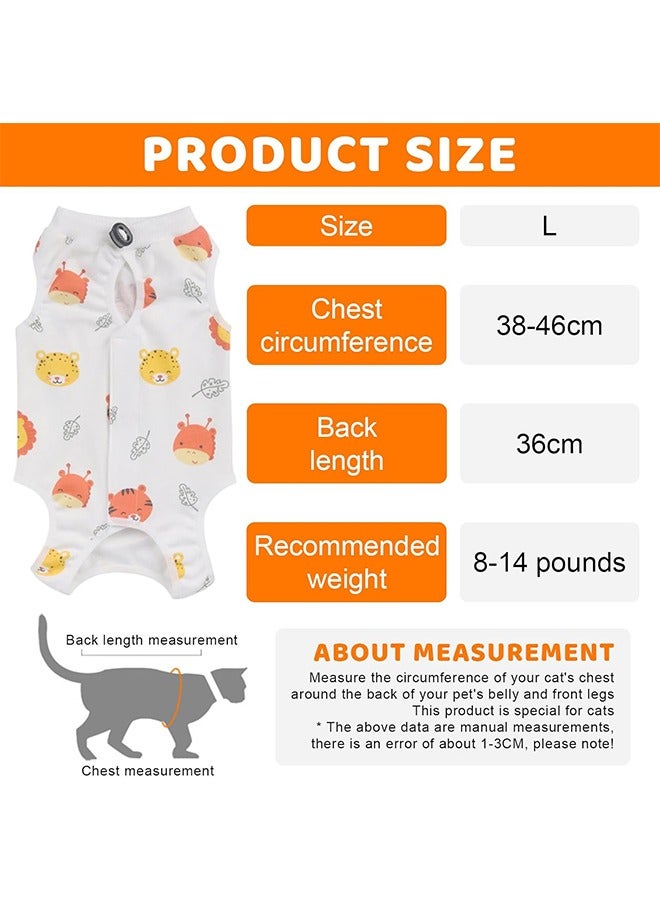 بدلة تعافي للقطط من جروح البطن، قطعة واحدة قابلة للتنفس للقطط بعد العمليات الجراحية، بدلة تعافي جراحي للقطط، بديل مخروطي للعار للقطط مضاد لللعق (L) - Image 2