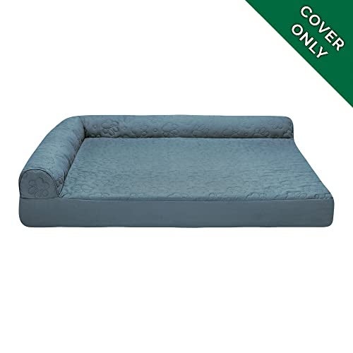 Furhaven Replacement Dog Bed Cover Pinsonic Quilted Paw L Shaped Chaise Machine Washable Bluestone Jumbo XLarge - Image 3