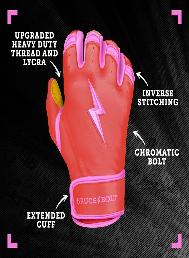 BRUCE BOLT Bader Series Short Cuff Pink Batting Glove - Pink Youth Small - Image 2
