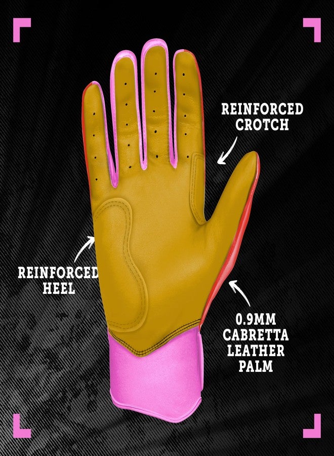 BRUCE BOLT Bader Series Short Cuff Pink Batting Glove - Pink Youth Small - Image 3