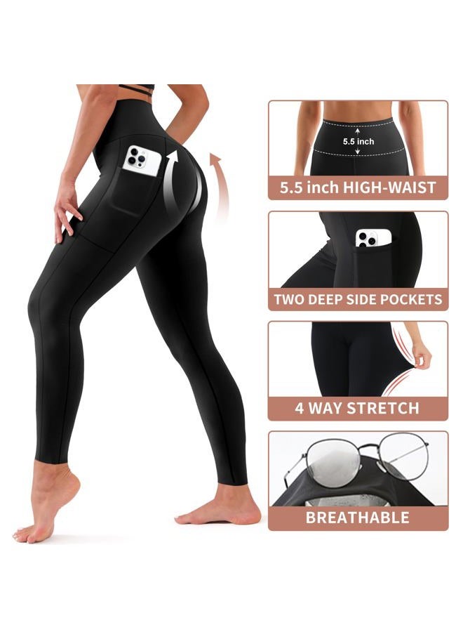 Bluemaple High Waisted Leggings for Women - Tummy Control Pants Non See Through Workout Soft Yoga Pants for Running Plus Size, 16-pockets Red, S-M - Image 5