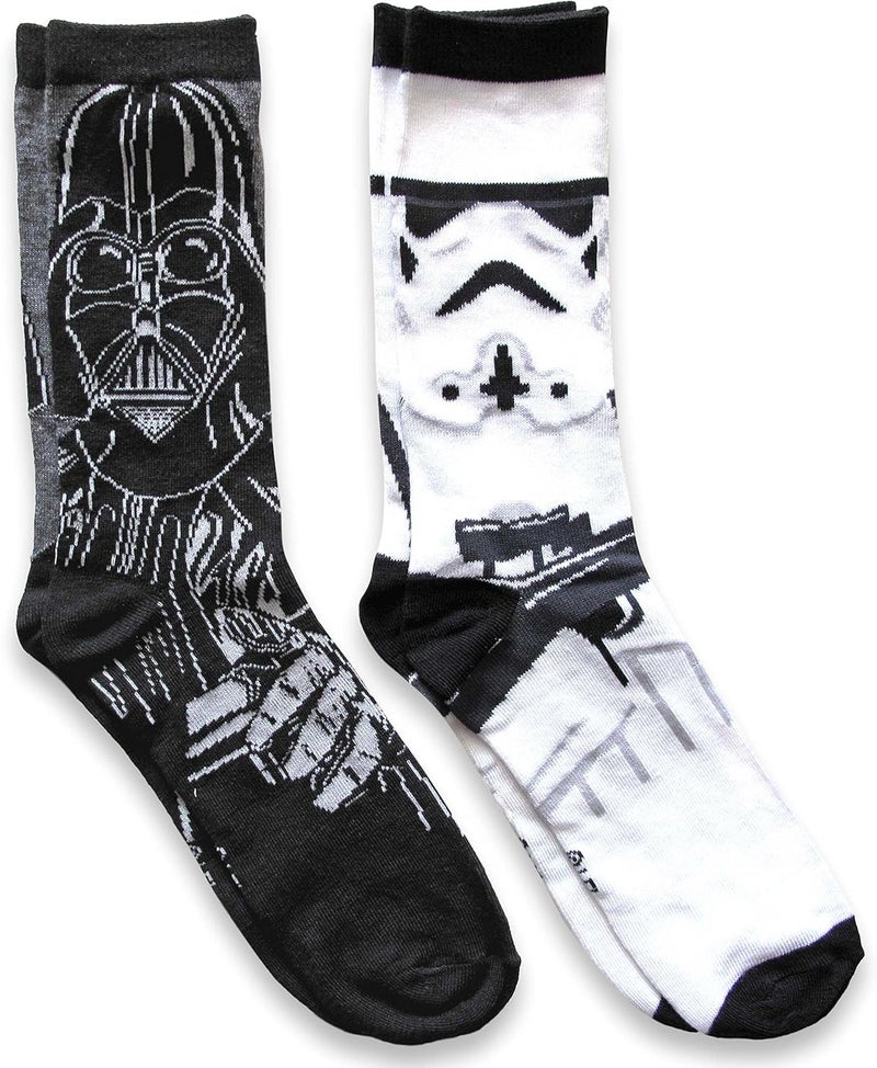 Star Wars Darth Vader/Stormtrooper Men's Casual Crew Socks 2 Pair Pack Shoe Size 6-12