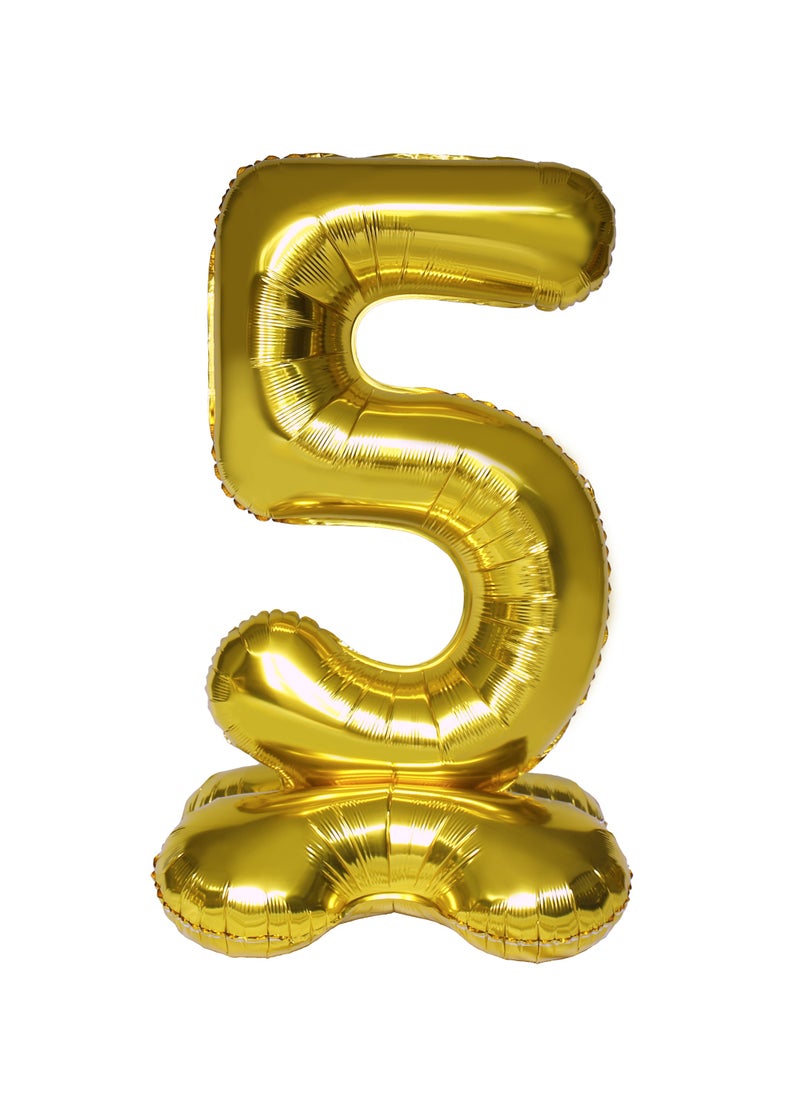 Party Zone Gold Stand Number Balloon 5 40'' 