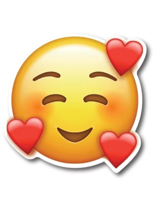 Magnet Me Up Smiley Emoticon with Surrounding Hearts Magnet Decal, 5 Inch, Cute Self-Expression Decorative Magnet for Car, Truck, SUV, Or Any Other Magnetic Surface - Image 1