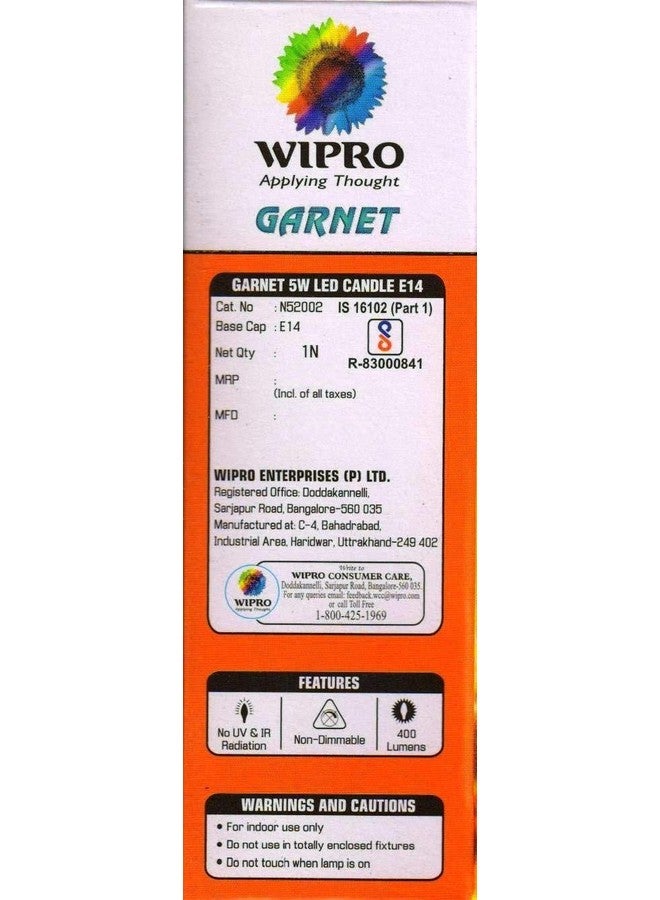 wipro Garnet 5 W E14 Base Clear Candle LED Culb | Warm White (2700K) | Pack of 2 | Clear optics for sparkling effect | LED Filament Bulb for Home, office, chandellior, decorative lamp shade - Image 5