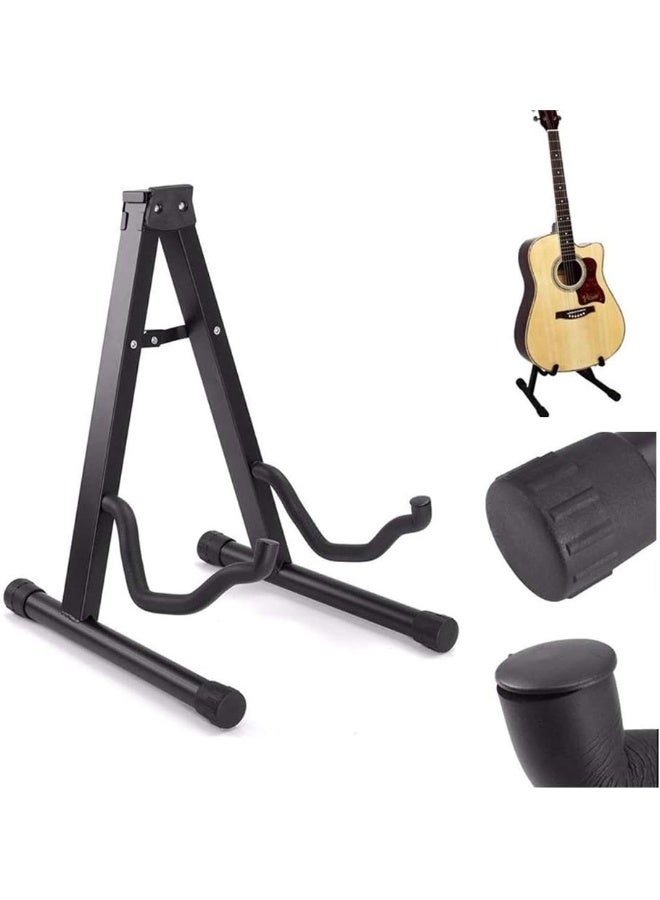 Rubik Guitar Stand For Acoustic And Electric Guitars With Secure Lock, Universal Folding Lightweight Portable A-Frame Guitar Bass Cello Stringed Instrument Holder Floor Stand (1 Pack) - Image 1