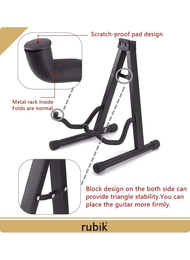 Rubik Guitar Stand For Acoustic And Electric Guitars With Secure Lock, Universal Folding Lightweight Portable A-Frame Guitar Bass Cello Stringed Instrument Holder Floor Stand (1 Pack) - Image 2