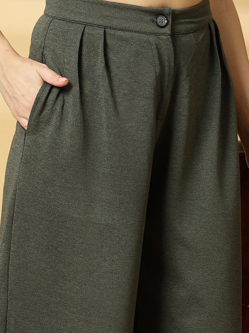 OOMPH! Matty Wide Leg Pants|Flared Korean Style Formal Pants|Baggy and Loose Trouser for Girls and Women|Stylish Korean Trousers for Women - Image 4