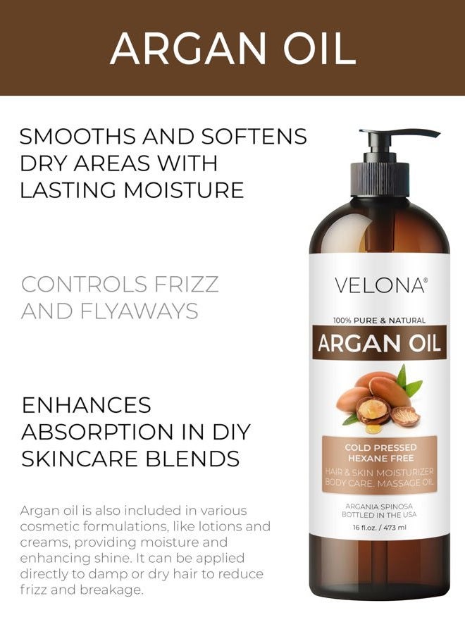 velona Argan Oil - 8 Fl Oz | 100% Pure and Natural | Morocco Oil | Skin, Body and Face Care | Nails Protector | Unrefined, Cold Pressed | Cap Kit - Image 2