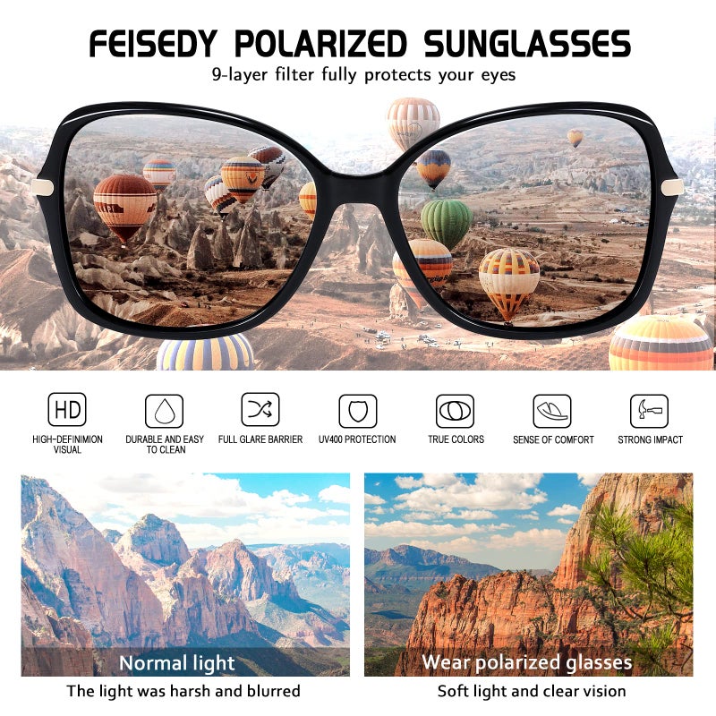 FEISEDY Vintage Square Polarized Sunglasses Trendy Cateye Ladies Oval Elegant Sun Glasses for Women Men B2760 - Image 5
