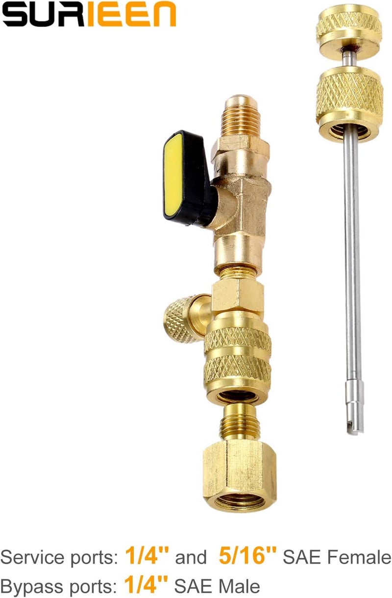SURIEEN R410A R22 Valve Core Remover Installer Tool with Dual Size SAE 1/4 & 5/16 Port for R404A R407C R134A R12 R32 R600 HVAC System, with 10PCS 5v1 Valve Cores and Double Head Valve Core Remover - Image 4