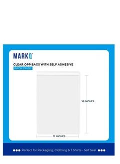MARKQ 12 x 16 inches Clear Resealable Poly Mailers Bag, [50 Piece] Self-Sealing Plastic Cellophane Cello Bags for Packaging Shirts, Decorative Wrappers, Party Favors, Art and More  - Image 2