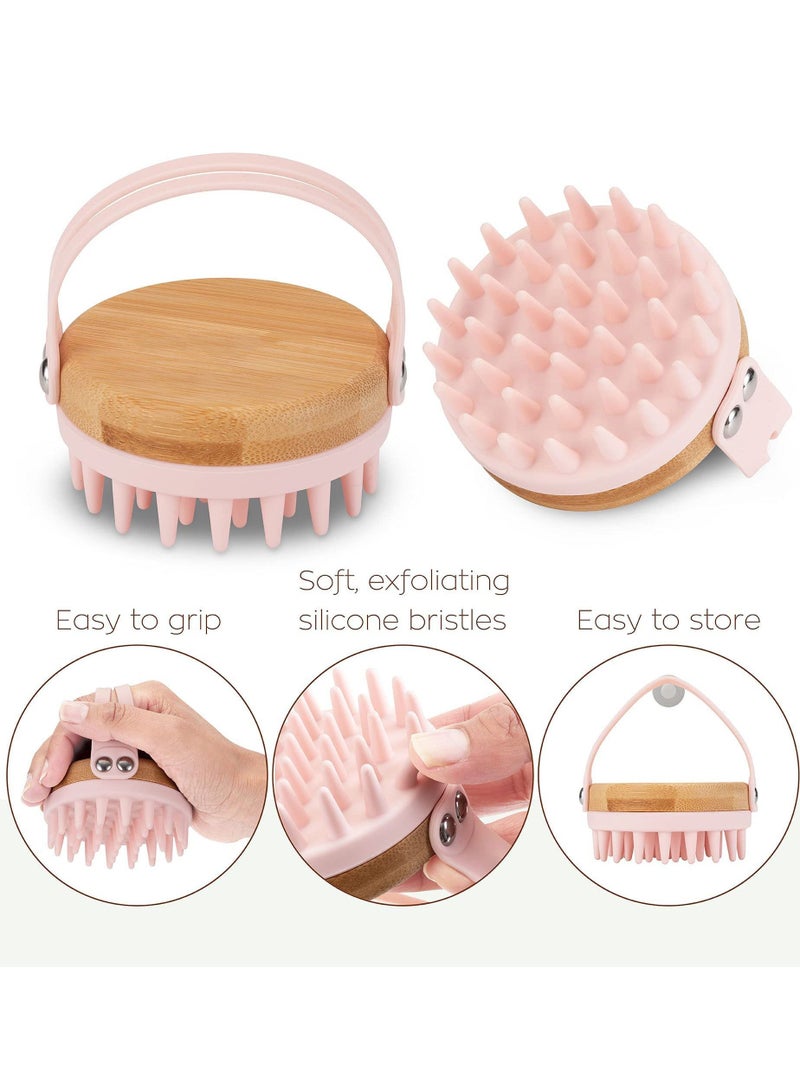 Y&D Scalp Massager Shampoo Brush, Hair Head Brush Scrubber with Soft Exfoliating Silicone Bristles and Bamboo Grip, for Thick Curly Wet Dry of Women Men Kids, 1PCS - Image 2