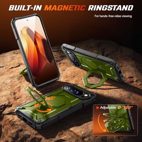 TONGATE for Pixel 10 Pro Case/Pixel 10 Case with 360° Spin Magnetic Stand, Compatible with MagSafe, Privacy Screen Protector, Military Grade Protection for Google 10Pro Phone Case, Green - Image 5