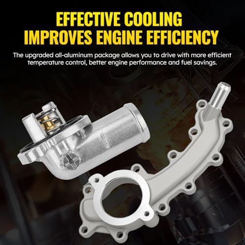 C-Tzu Upgrade Aluminium Thermostat Housing Assembly and Engine Coolant Crossover Water Outlet Pipe for Chrysler 200 Jeep Cherokee Dodge Avenger Journey Ram 1500 - Replaces 5184653AF 902-3102HP 902-3036 - Image 5