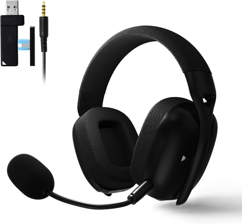 KASTWAVE Wireless Gaming Headset, Adjustable Dual Mics, Lightweight Headset with 20ms Low Latency, 40mm Drivers,3 Modes (2.4G/Bluetooth/Wired) for PC/Phone, Black - Image 1