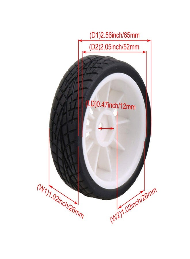 Mxfans 12mm Hex White Plastic 10-Spoke Wheel Rims & Black Fish Pattern Rubber Tires for RC 1:10 On Road Racing Car Pack of 4 - Image 4