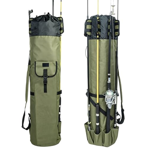 DONQL Fishing Rod Bags Outdoor Fishing Pole Holders Reel Case Multifunction Camping Portable Travel Carry Case Backpack Fish Rod Reel Bag Holds 5 Poles Fishing Tackles Fishing Gear for Men - Image 1