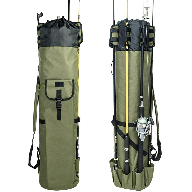 DONQL Fishing Rod Bags Outdoor Fishing Pole Holders Reel Case Multifunction Camping Portable Travel Carry Case Backpack Fish Rod Reel Bag Holds 5 Poles Fishing Tackles Fishing Gear for Men - Image 2