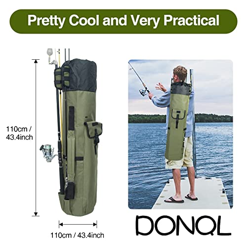 DONQL Fishing Rod Bags Outdoor Fishing Pole Holders Reel Case Multifunction Camping Portable Travel Carry Case Backpack Fish Rod Reel Bag Holds 5 Poles Fishing Tackles Fishing Gear for Men - Image 3