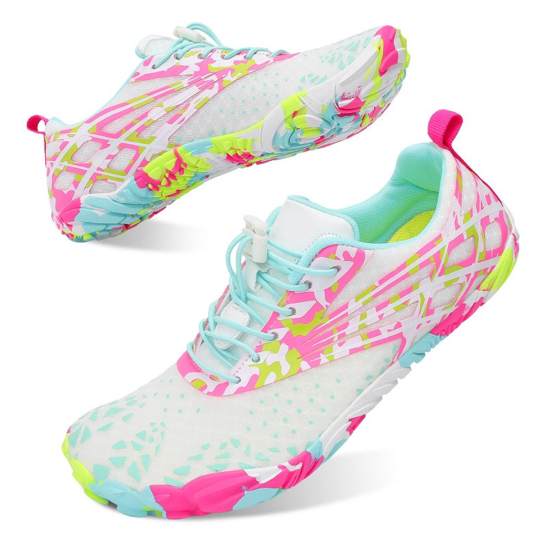 Scurtain Womens Water Shoes for Womens Barefoot Aqua Sock Swim Walking Shoes Beach Shoes Pool Shoes for Women Boating Diving Surf Water Sock for Women Pink/Fusion 7.5 W/6 M - Image 3