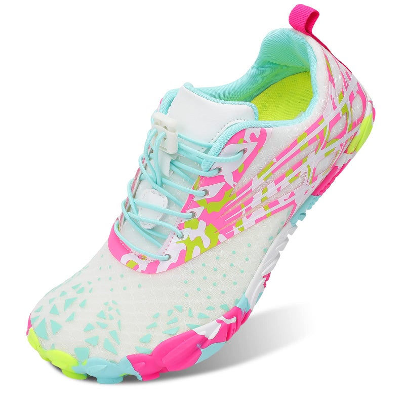 Scurtain Womens Water Shoes for Womens Barefoot Aqua Sock Swim Walking Shoes Beach Shoes Pool Shoes for Women Boating Diving Surf Water Sock for Women Pink/Fusion 7.5 W/6 M - Image 1
