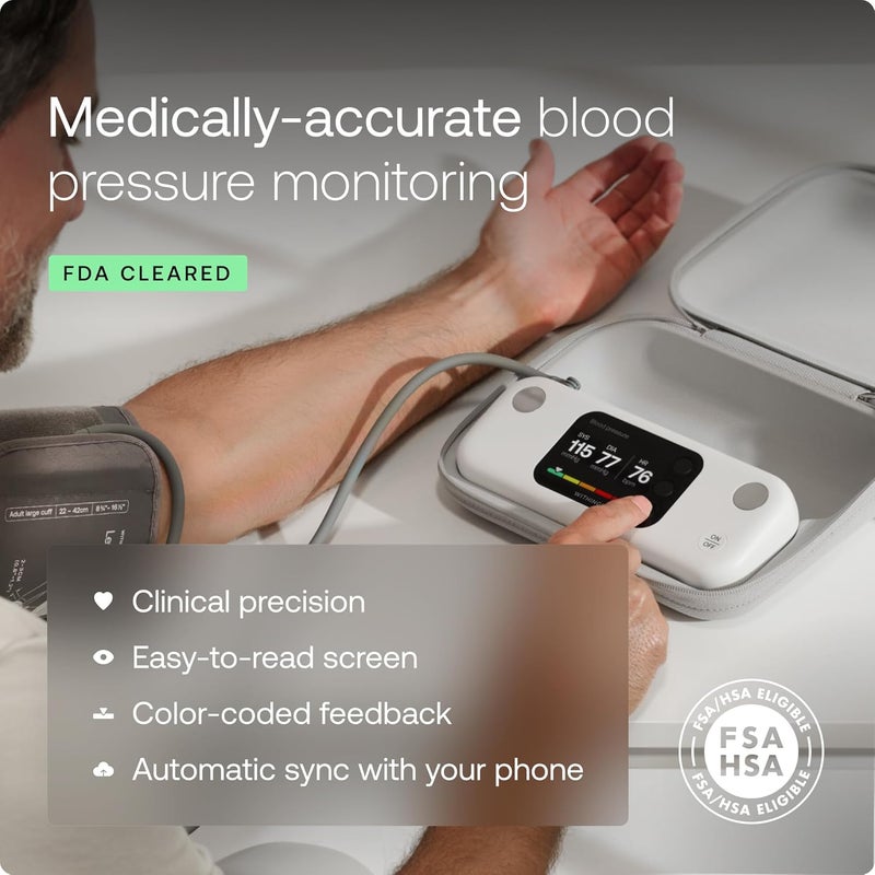 Withings BPM Vision  Smart Arm Blood Pressure Monitor  FDACleared  Easytouse Accurate Systolic  Diastolic Measurements Wide Range Cuff  WiFi  Bluetooth  iOS  Android  FSAHSA - Image 2