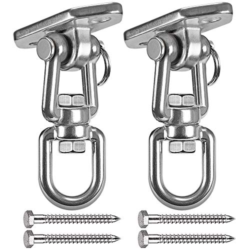 WAREMAID Hammock Chair Hanging Kit Swing Ceiling Mount, Heavy Duty 360° Swivel Swing Hanger Hook, Playground, Tree, Gym, Rope, Swing Set Bracket, Punching Bag Hardware, 1000 LB - Image 1