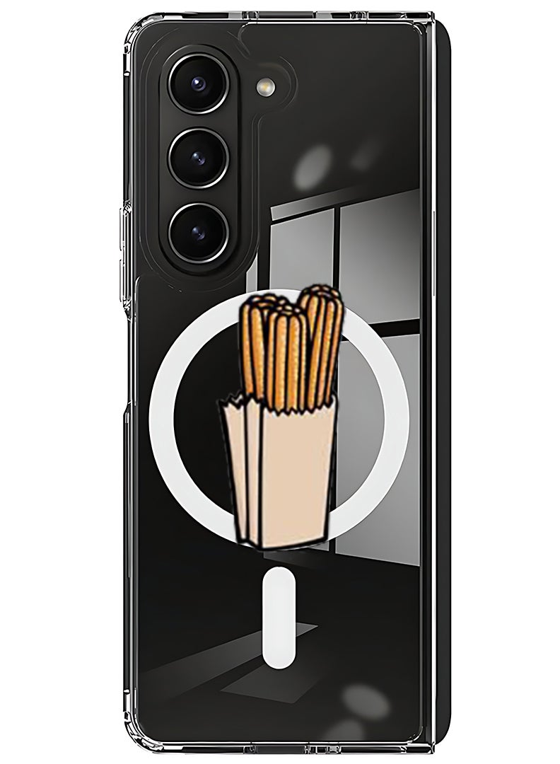 Theodor Magnetic Case for Samsung Galaxy Z Fold 5 Compatible with MagSafe Wireless Charging, Shockproof Phone Bumper Cover Dessert Churos - Image 1