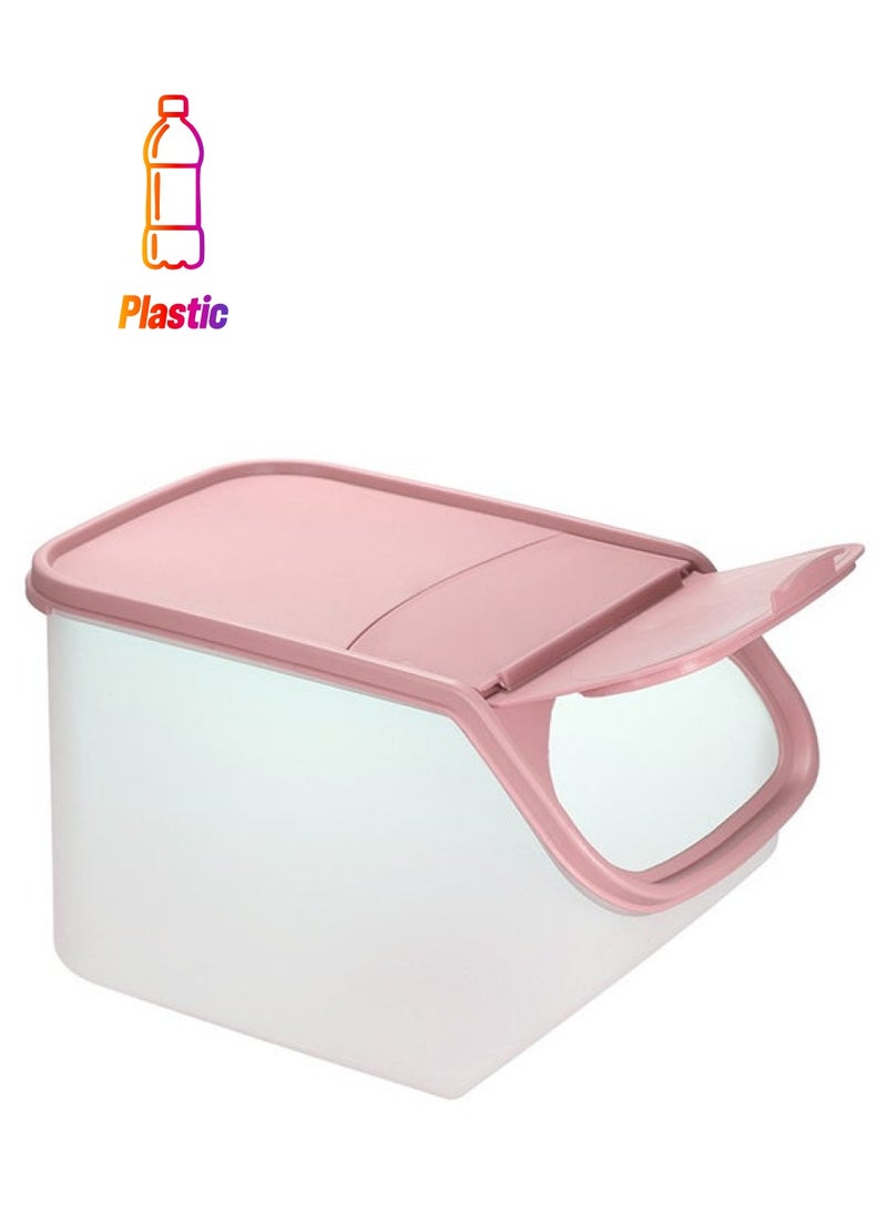 Plastic Food Storage Bin With Flip-Top Lid And Measurement Cup Pink 5Liters - Image 1