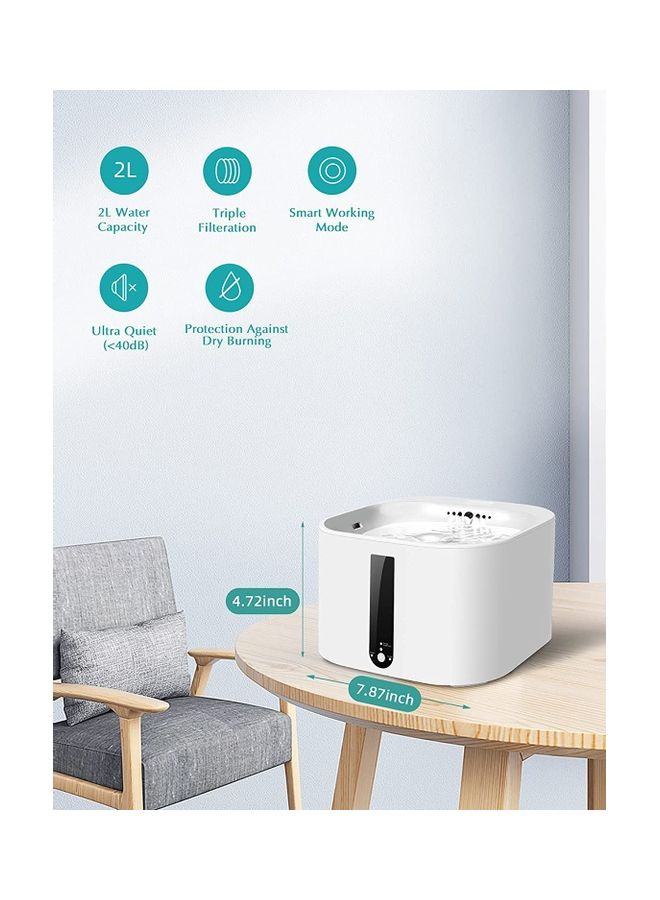 NIBEMINENT Automatic Pet Drinking Water Fountain White - Image 2