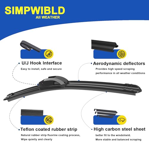 SIMPWIBLD 2 Factory Wiper Blades Replacement For 2016-2018 Nissan Altima/2015-2021 Nissan Maxima Original Equipment Windshield Wiper Blades Set 28"+16" (Set of 2) U/J HOOK - Image 4