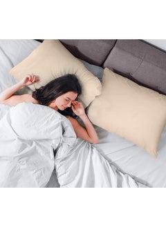 Sea Monk Sea Monk Waterproof Pillow Protector Set of 2 18 x 28 Inch Beige Color Pillow Protector with Zippered Closures Waterproof Pillow Protection Cover with Zipper  - Image 5