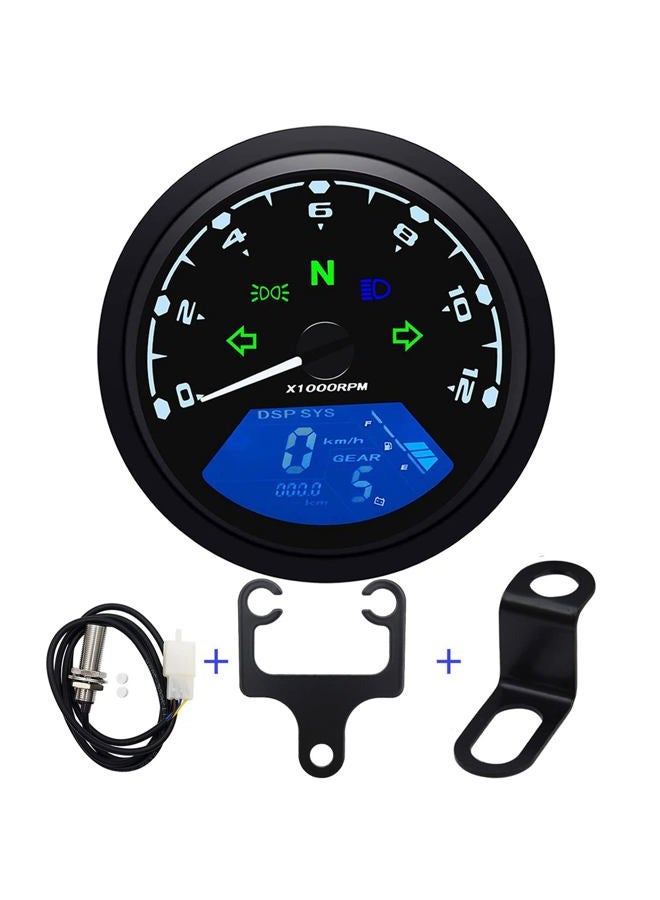 KAOLALI Digital Motorcycle Speedometer Gauge Odometer Tachometer 12000RPM 199 KMH MPH Universal for 1,2,4 Cylinders with Sensor Cable & Bracket - Image 1