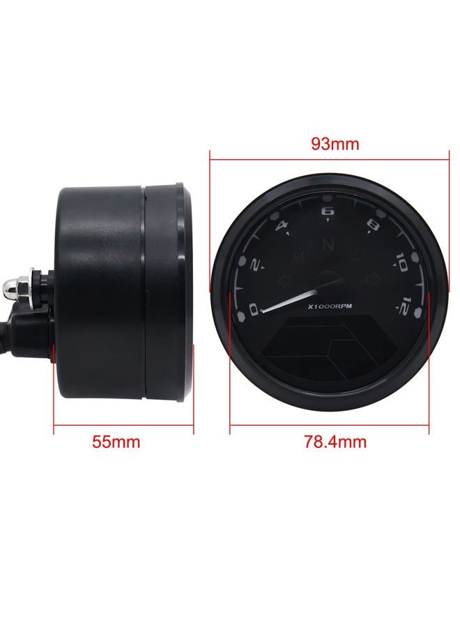 KAOLALI Digital Motorcycle Speedometer Gauge Odometer Tachometer 12000RPM 199 KMH MPH Universal for 1,2,4 Cylinders with Sensor Cable & Bracket - Image 5