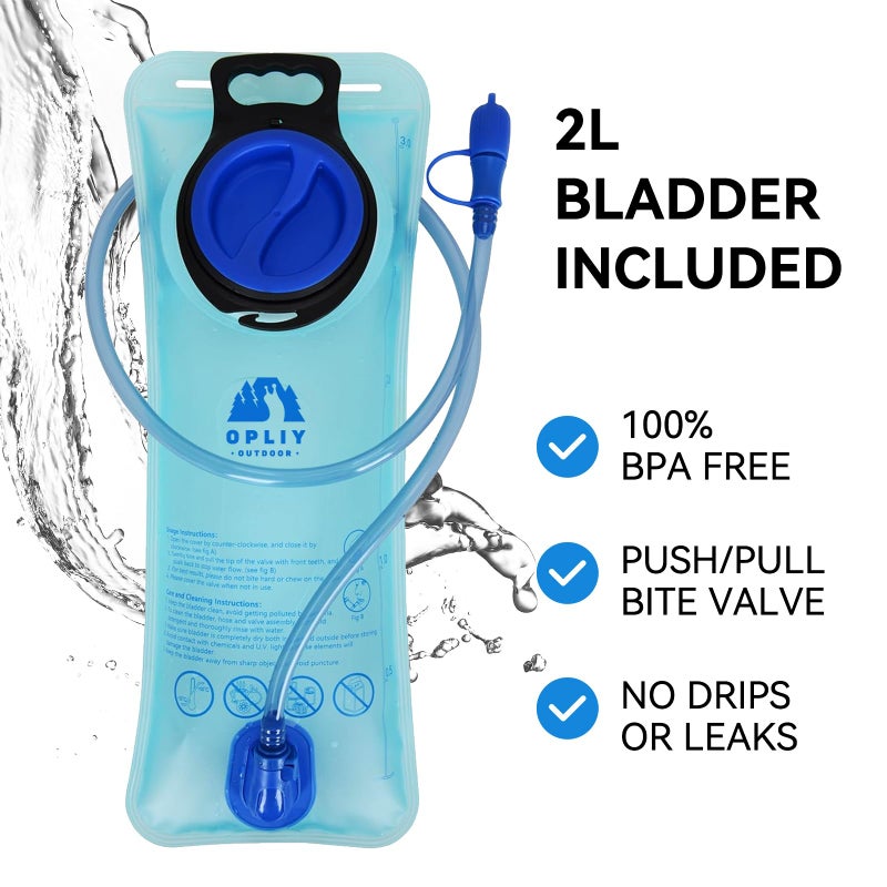 Opliy Hydration Pack,Hydration Backpack with 2L Hydration Bladder Lightweight Running Water Backpack for Women Men Kids (Black) - Image 4
