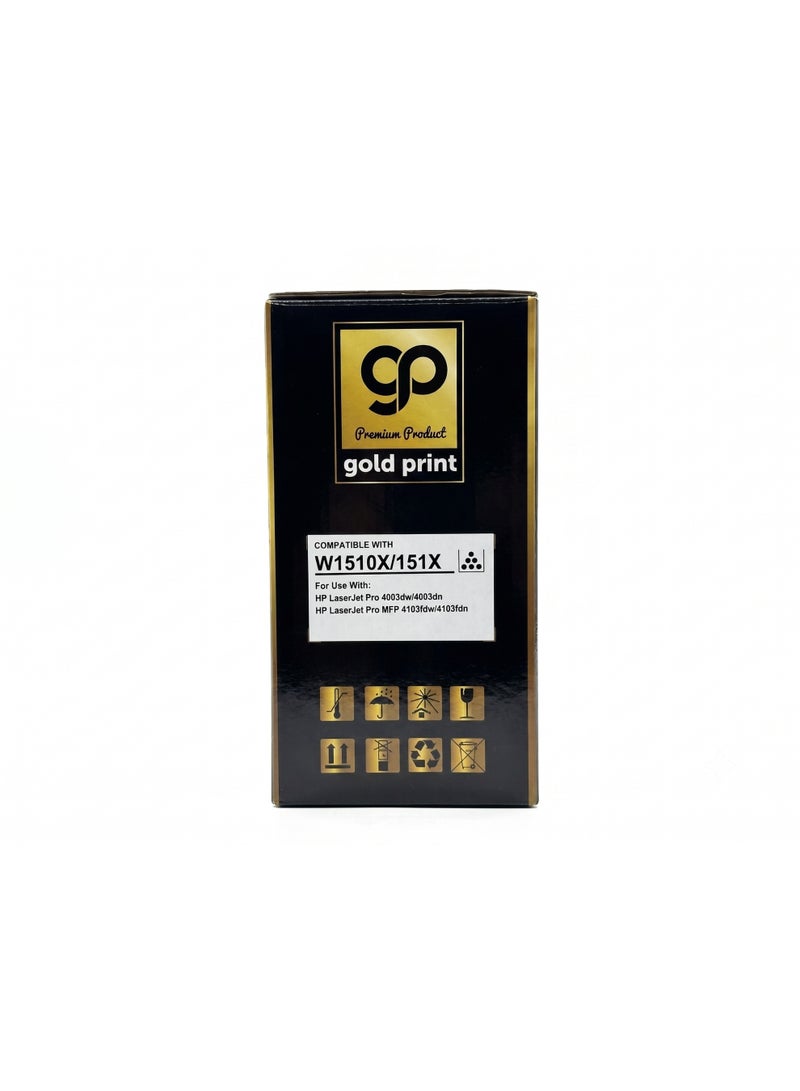 طباعة الذهب Gold Print Premium Toner Cartridge W1510X, 151X, HP LaserJet Pro MFP 4103fw Black, Compatible For HP LaserJet Pro 4003dw, 4003dn, HP LaserJet Pro MFP 4103fdw, 4103fdn Toner: Refined toner is infinitely close to original toner to achieve high color printing. - Image 3