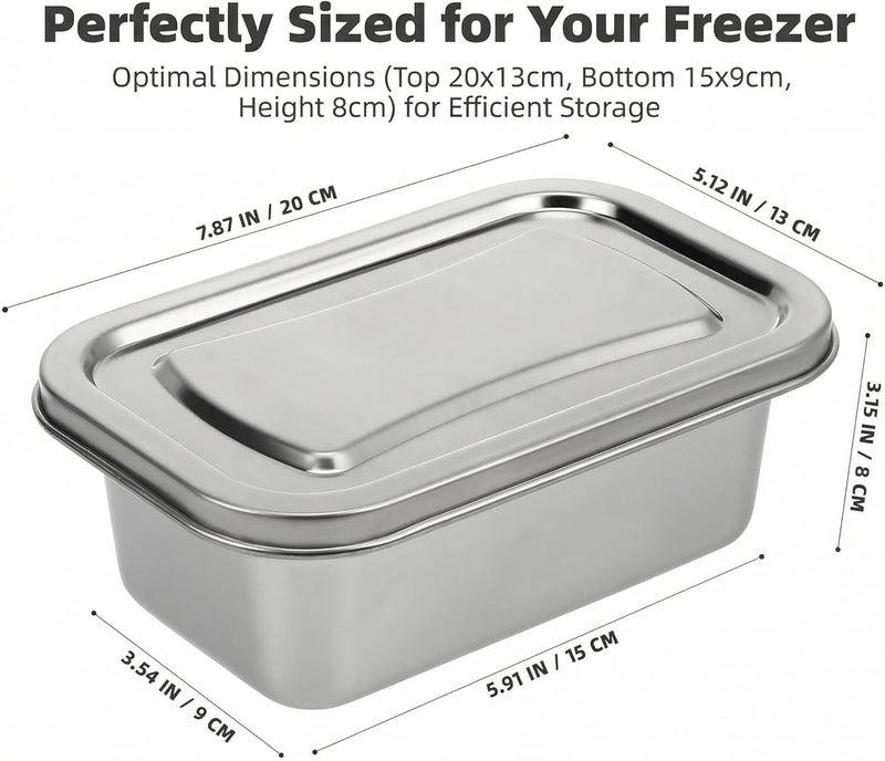 Hemoton Reusable Ice Cream Storage Containers with Lids Stainless Steel Food Keeper Freezer Box Insulated Ice Cream Tub for Refrigerator Home Made Ice Cream - Image 4