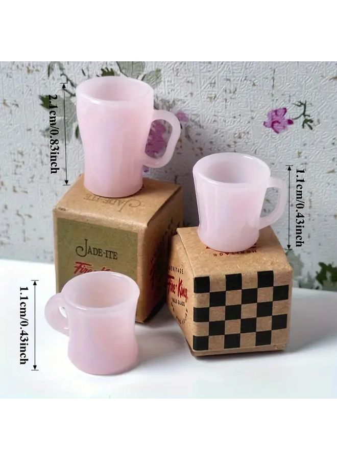 Pink Dollhouse Miniature Mug Set 3 Piece Vintage Style Tea Cups 1 6 Scale Scene Decor Photography Props Dollhouse Accessories - Image 2