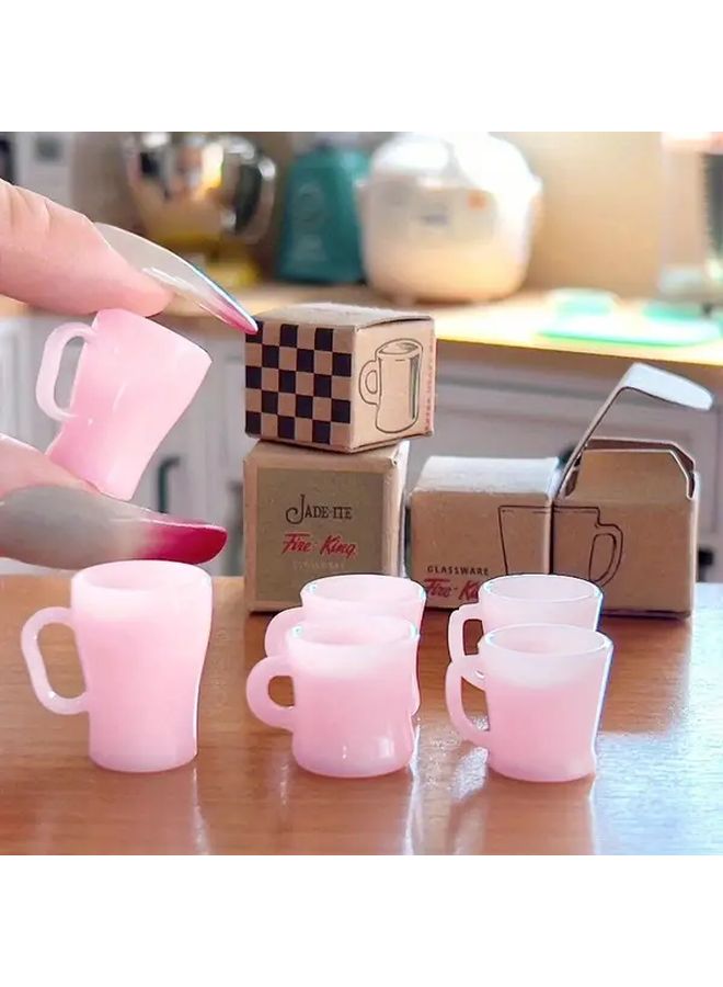 Pink Dollhouse Miniature Mug Set 3 Piece Vintage Style Tea Cups 1 6 Scale Scene Decor Photography Props Dollhouse Accessories - Image 3