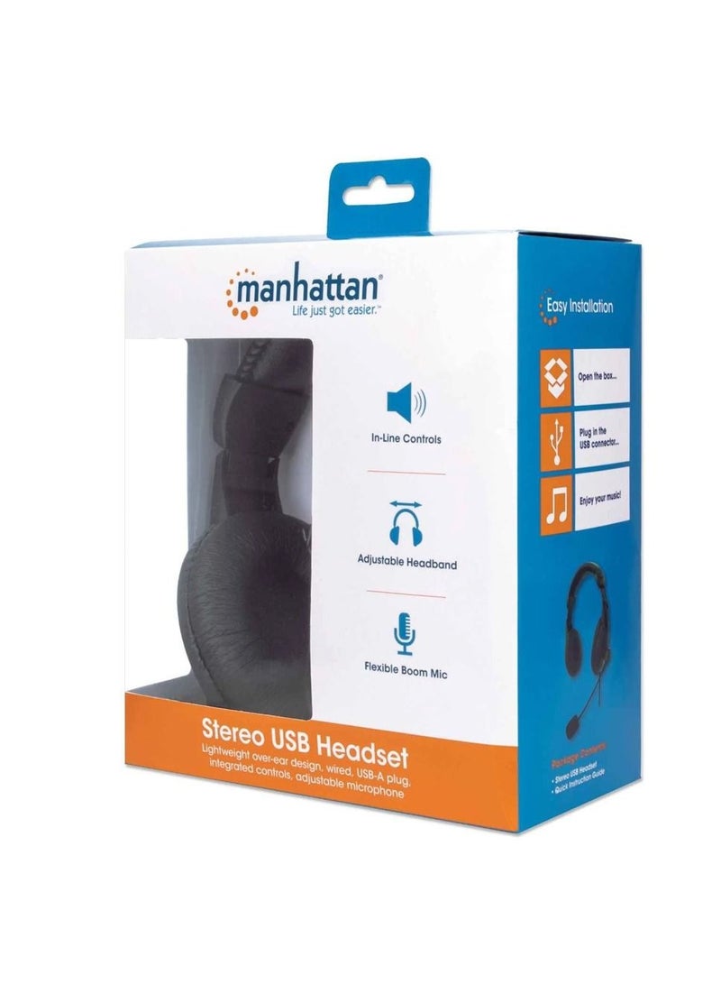 Manhattan 179881 Stereo USB Headset Wired Lightweight Over-ear - Black - Image 2