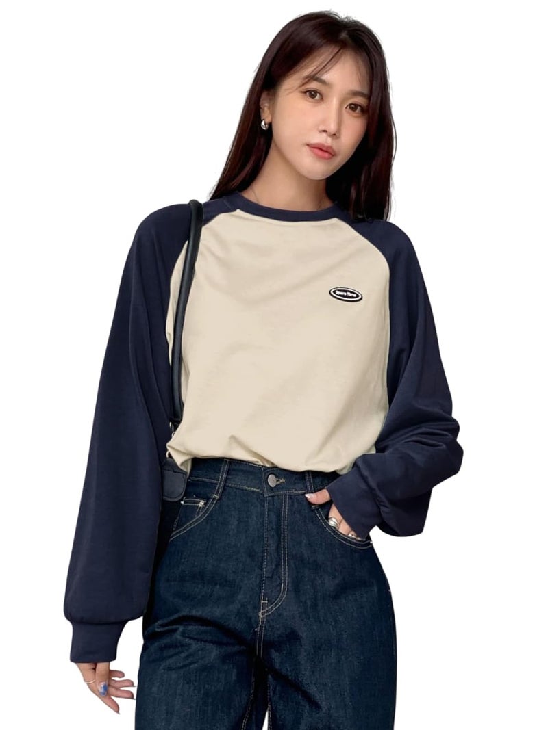 Celary Cotton Blend Long Sleeve Crew Neck Sweatshirt for Women - Image 1